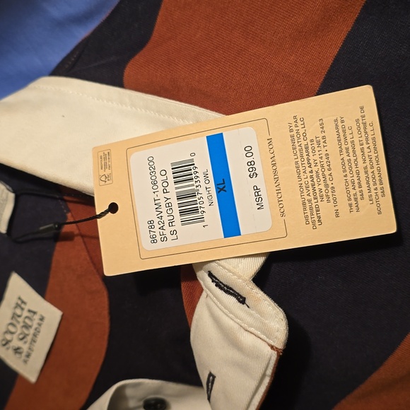 SCOTCH & SODA, Long Sleeve Rugby Polo Shirt XL Brand New - Picture 3 of 6